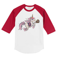 Boston Red Sox Tiny Turnip Youth Unicorn 3/4-Sleeve Raglan T-Shirt - White/Red