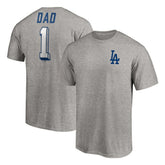 Los Angeles Dodgers Number One Dad T-Shirt - Heather Gray