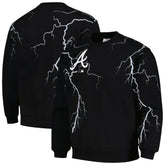Atlanta Braves PLEASURES Lightning Crewneck Pullover Sweatshirt - Black