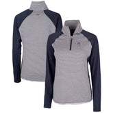 Milwaukee Brewers Cutter & Buck Women's Americana Logo Forge Tonal Stripe Stretch Half-Zip Pullover Top - Navy