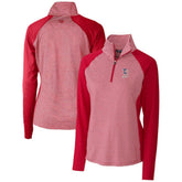 Boston Red Sox Cutter & Buck Women's Americana Logo Forge Tonal Stripe Stretch Half-Zip Pullover Top - Cardinal