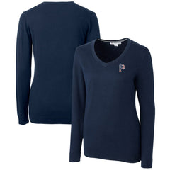 Pittsburgh Pirates Cutter & Buck Women's Americana Logo Lakemont Tri-Blend V-Neck Pullover Sweater - Navy