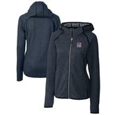New York Yankees Cutter & Buck Women's Americana Logo Mainsail Sweater-Knit Full-Zip Hoodie - Heather Navy