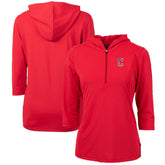 Cleveland Guardians Cutter & Buck Women's Americana Logo DryTec Virtue Eco Pique Recycled Half-Zip Pullover Hoodie - Red