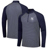 New York Yankees Levelwear Charter Striped Raglan Quarter-Zip Top - Navy