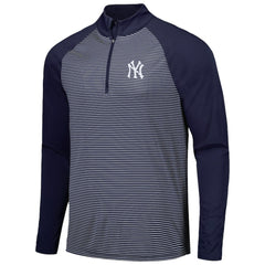 New York Yankees Levelwear Charter Striped Raglan Quarter-Zip Top - Navy