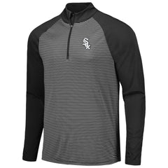 Chicago White Sox Levelwear Charter Striped Raglan Quarter-Zip Top - Black
