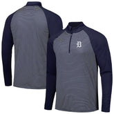 Detroit Tigers Levelwear Charter Striped Raglan Quarter-Zip Top - Navy