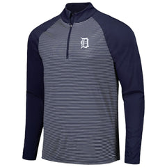 Detroit Tigers Levelwear Charter Striped Raglan Quarter-Zip Top - Navy