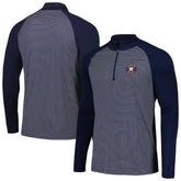 Houston Astros Levelwear Charter Striped Raglan Quarter-Zip Top - Navy
