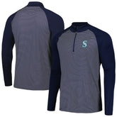 Seattle Mariners Levelwear Charter Striped Raglan Quarter-Zip Top - Navy