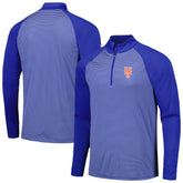 New York Mets Levelwear Charter Striped Raglan Quarter-Zip Top - Royal