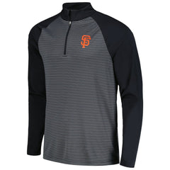 San Francisco Giants Levelwear Charter Striped Raglan Quarter-Zip Top - Black