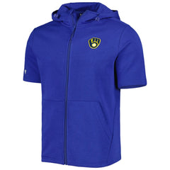 Milwaukee Brewers Levelwear Recruit Full-Zip Short Sleeve Hoodie - Royal