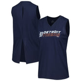 Detroit Tigers Levelwear Women's Paisley Chase V-Neck Tank Top - Navy