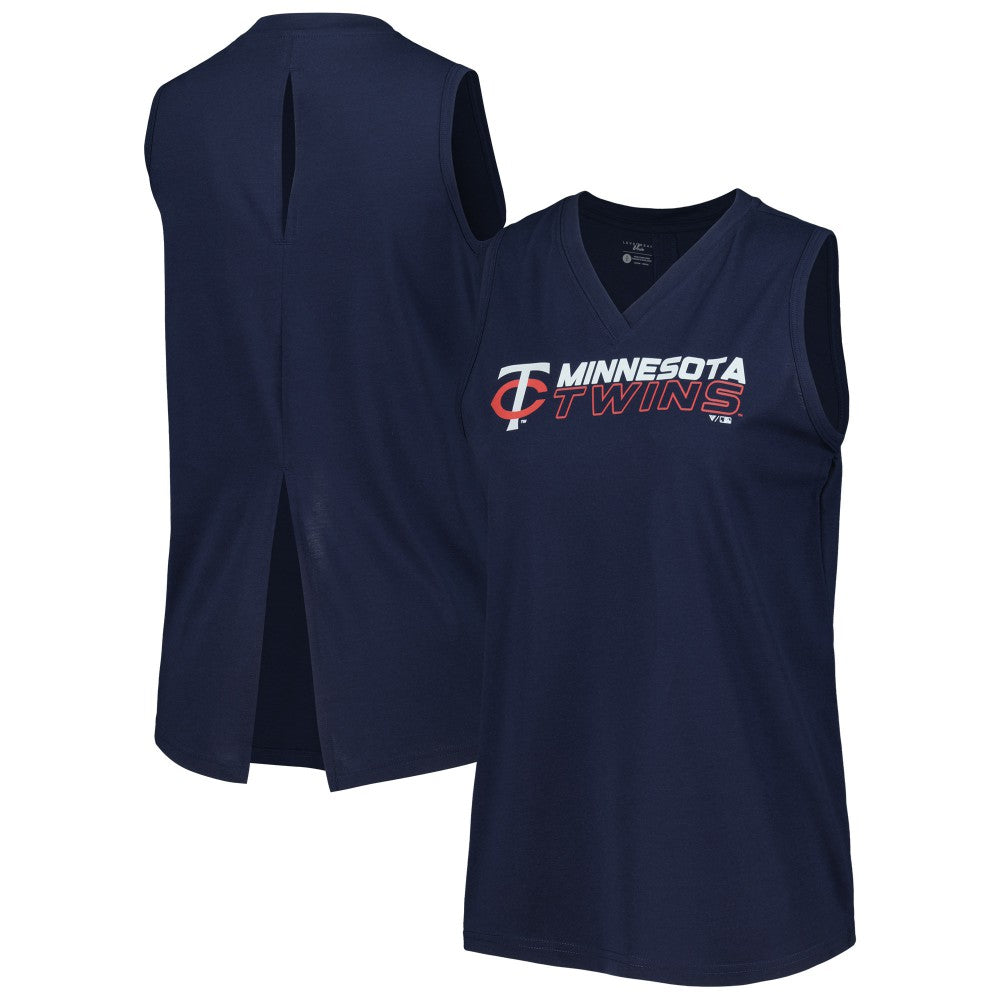 Minnesota Twins Levelwear Women's Paisley Chase V-Neck Tank Top - Navy