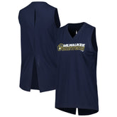 Milwaukee Brewers Levelwear Women's Paisley Chase V-Neck Tank Top - Navy