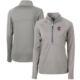 Minnesota Twins Cutter & Buck Women's Adapt Eco Knit Stretch Half-Zip Logo Pullover Top - Gray