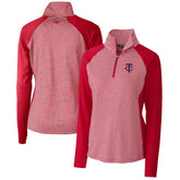 Minnesota Twins Cutter & Buck Women's DryTec Forge Tonal Stripe Stretch Half-Zip Top - Red
