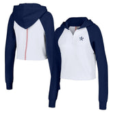 Houston Astros Lusso Women's Jane Raglan Quarter-Zip Tri-Blend Cropped Pullover Hoodie - White