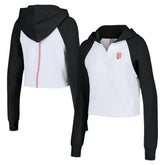 San Francisco Giants Lusso Women's Jane Raglan Quarter-Zip Tri-Blend Cropped Pullover Hoodie - White