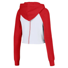 St. Louis Cardinals Lusso Women's Jane Raglan Quarter-Zip Tri-Blend Cropped Pullover Hoodie - White