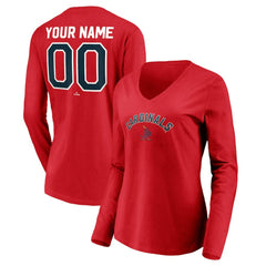 St. Louis Cardinals Women's Cooperstown Collection Personalized Winning Streak Long Sleeve V-Neck T-Shirt - Red