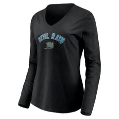 Tampa Bay Rays Women's Cooperstown Collection Personalized Winning Streak Long Sleeve V-Neck T-Shirt - Black