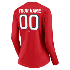 Washington Nationals Women's Cooperstown Collection Personalized Winning Streak Long Sleeve V-Neck T-Shirt - Red