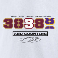 LeBron James NBA All-Time Scoring Record Split Points T-Shirt - White outlet