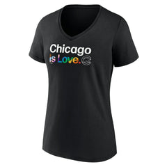 Chicago Cubs Women's City Pride V-Neck T-Shirt - Black