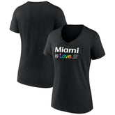 Miami Marlins Women's City Pride V-Neck T-Shirt - Black