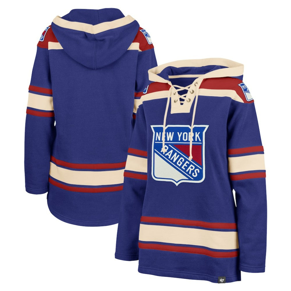 New York Rangers '47 Women's Superior Lacer Pullover Hoodie Blue