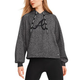 Atlanta Braves DKNY Sport Women's Debbie Dolman Raglan Pullover Hoodie - Black