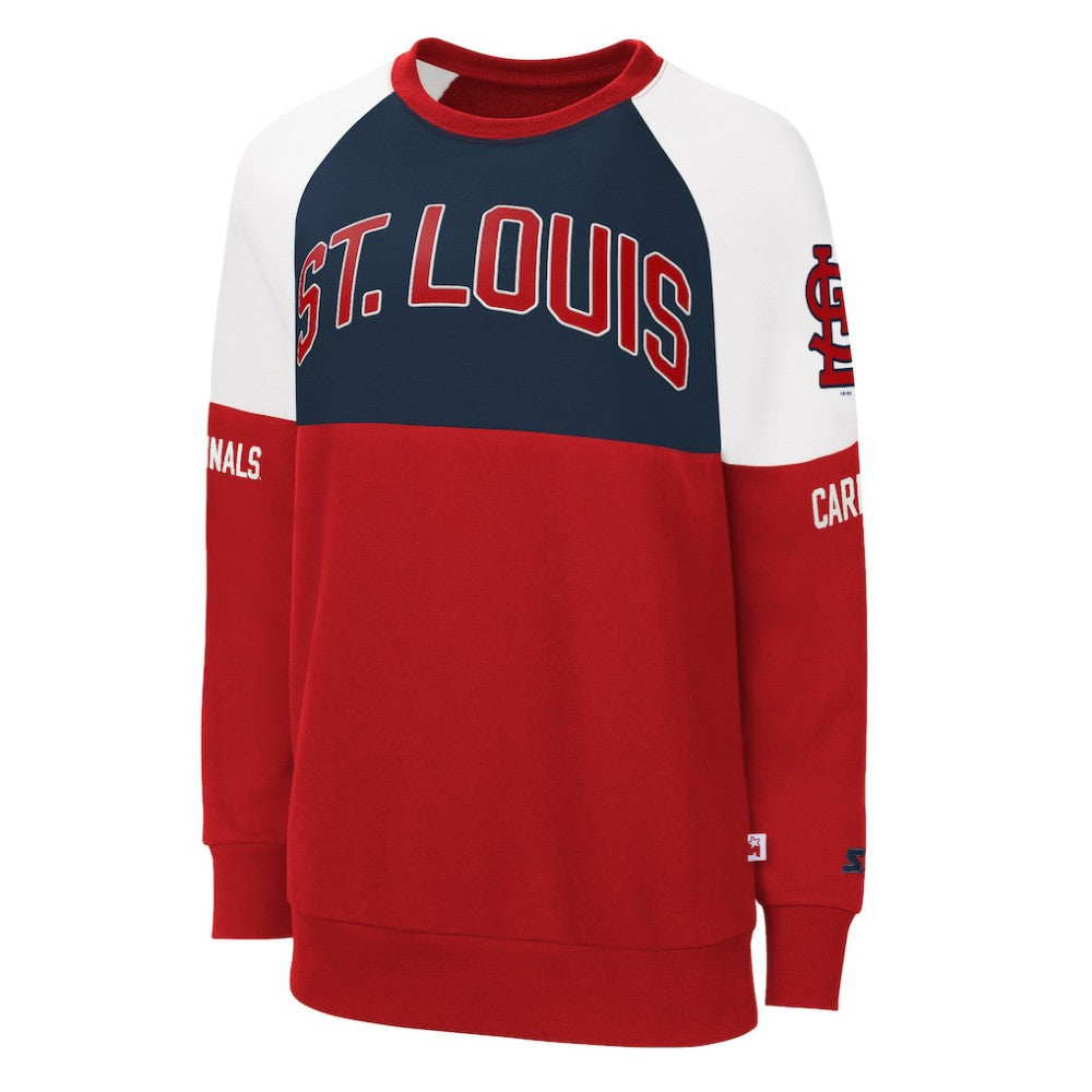 St. Louis Cardinals Starter Women's Baseline Raglan Pullover Sweatshirt - Red/Navy