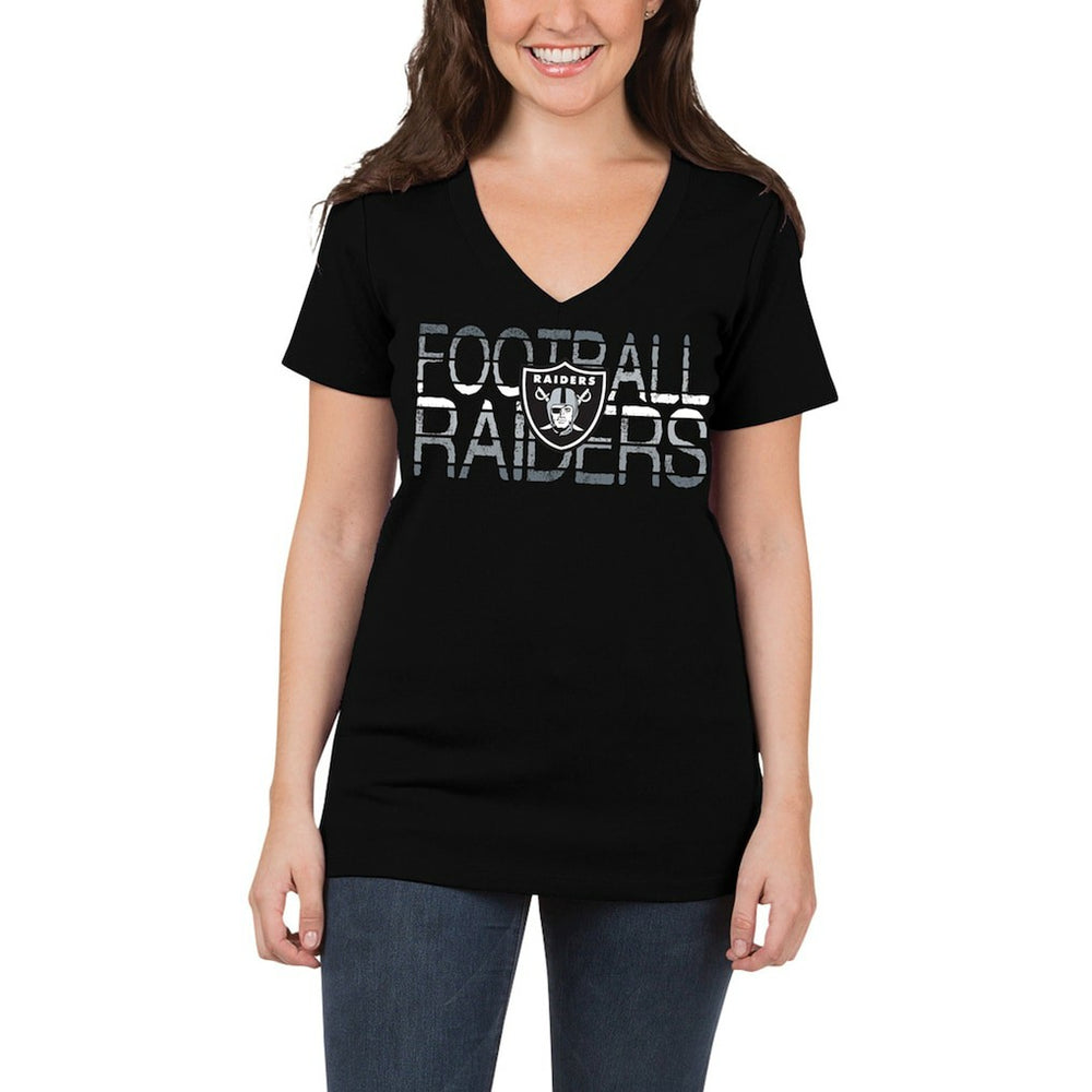 Las Vegas Raiders 5th & Ocean by New Era Women's Lounge V-Neck T-Shirt - Black discount