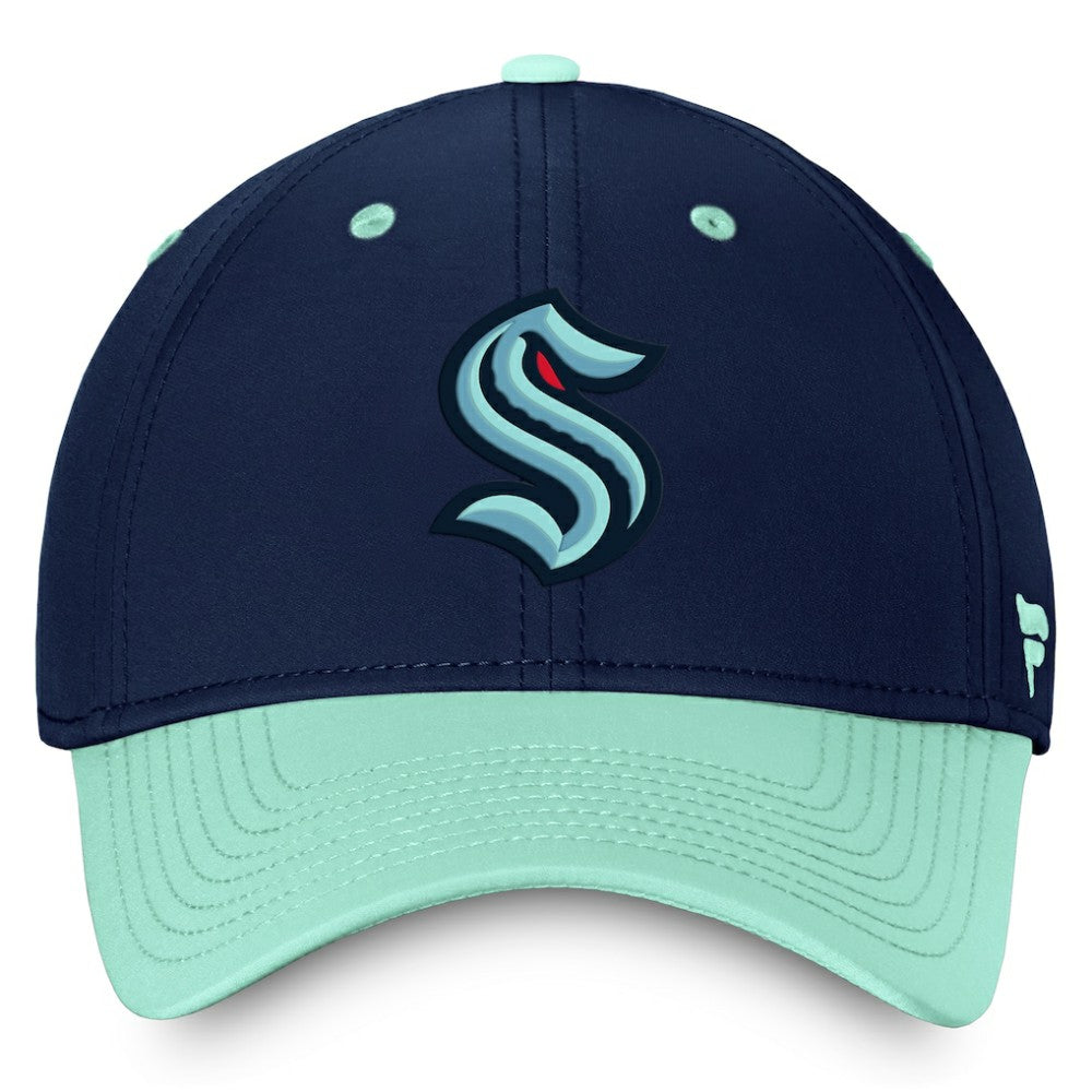 Seattle Kraken Fanatics Authentic Pro Rink Two-Tone Flex Hat – Deep Sea Blue/Light Blue
