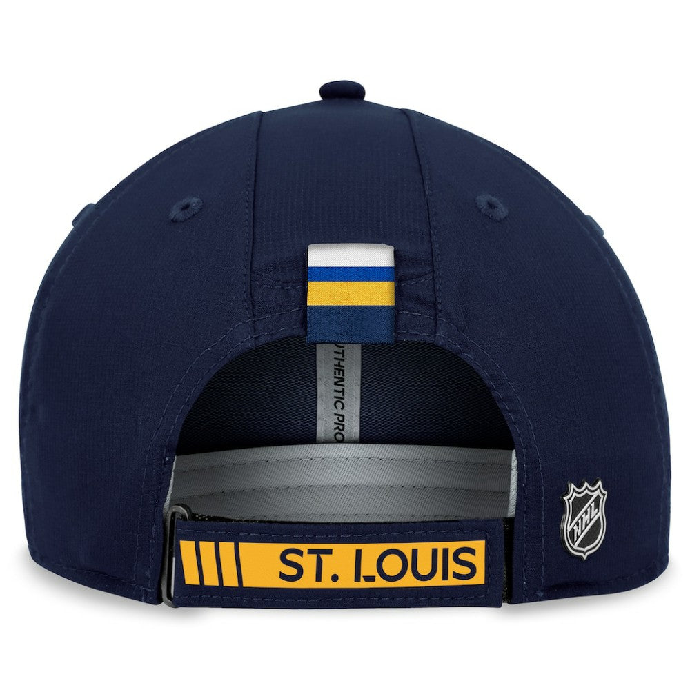 St. Louis Blues Fanatics Authentic Pro Rink Adjustable Hat Navy