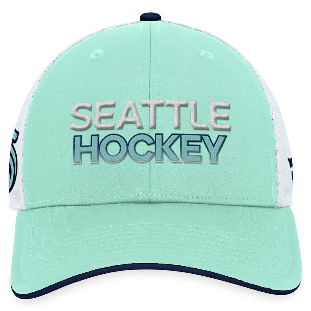Seattle Kraken Fanatics Authentic Pro Rink Trucker Adjustable Hat Light Blue