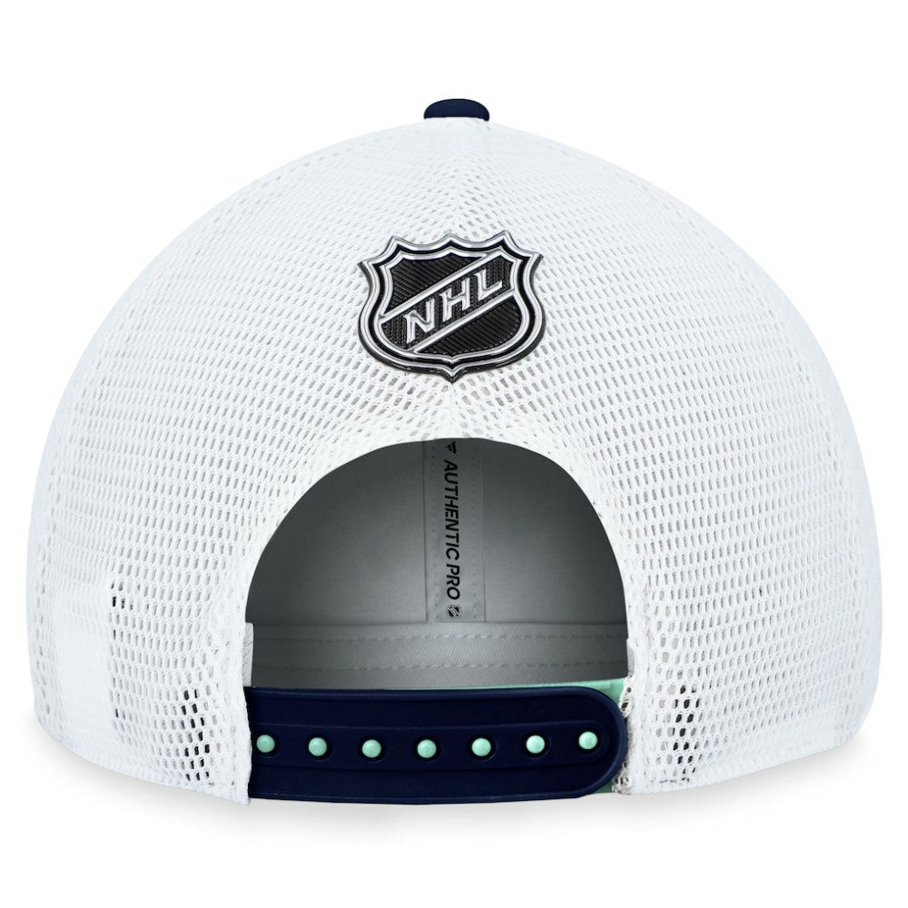 Seattle Kraken Fanatics Authentic Pro Rink Trucker Adjustable Hat Light Blue