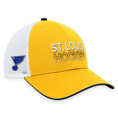 St. Louis Blues Fanatics Authentic Pro Rink Trucker Adjustable Hat Gold