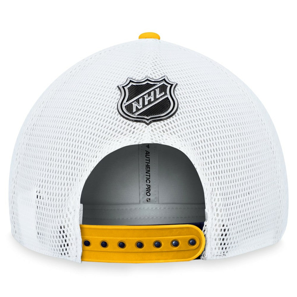 St. Louis Blues Fanatics Authentic Pro Rink Trucker Adjustable Hat Navy