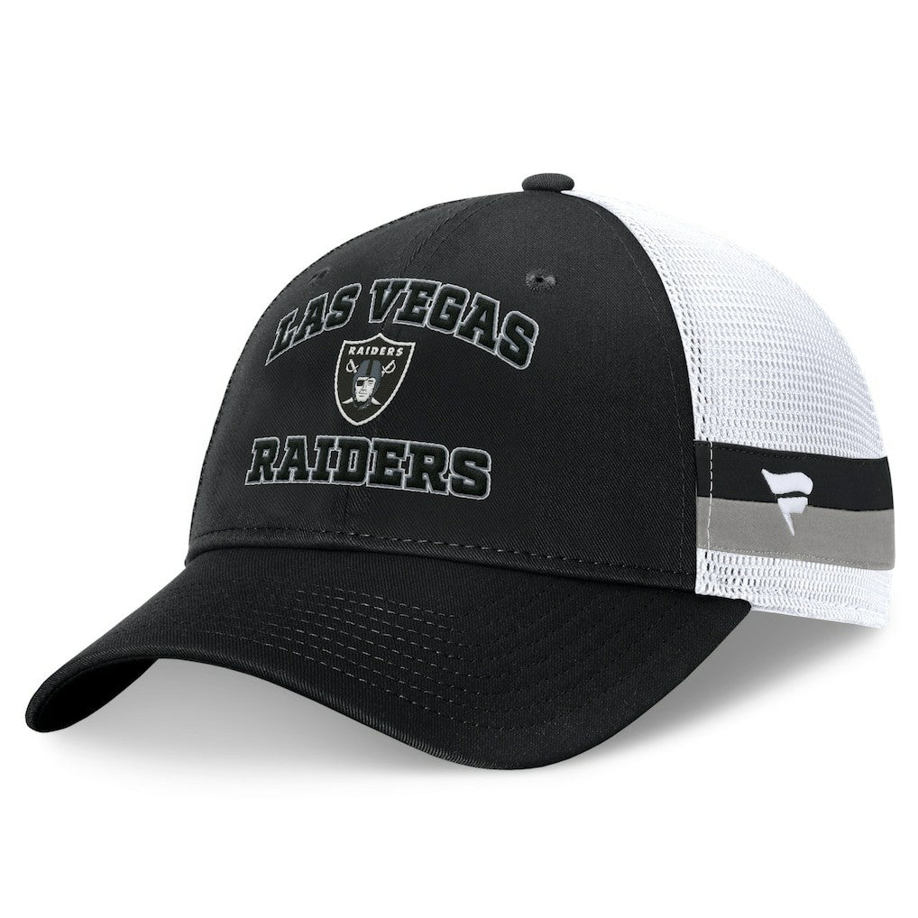 Las Vegas Raiders Fundamentals Side Stripe Trucker Adjustable Hat - Black/White for sale