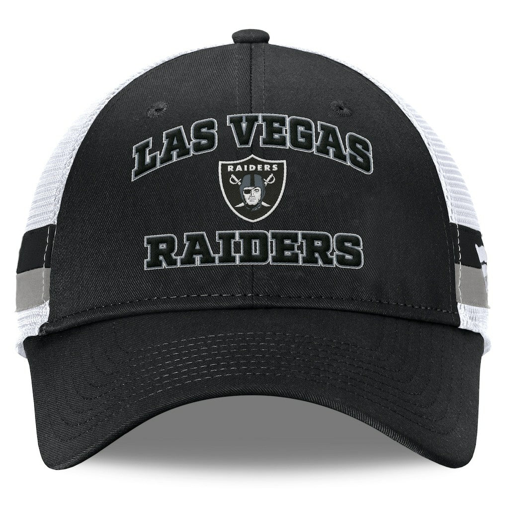 Las Vegas Raiders Fundamentals Side Stripe Trucker Adjustable Hat - Black/White for sale