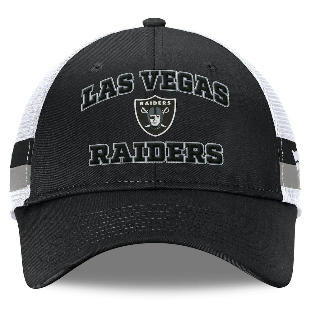 Las Vegas Raiders Fundamentals Side Stripe Trucker Adjustable Hat - Black/White for sale