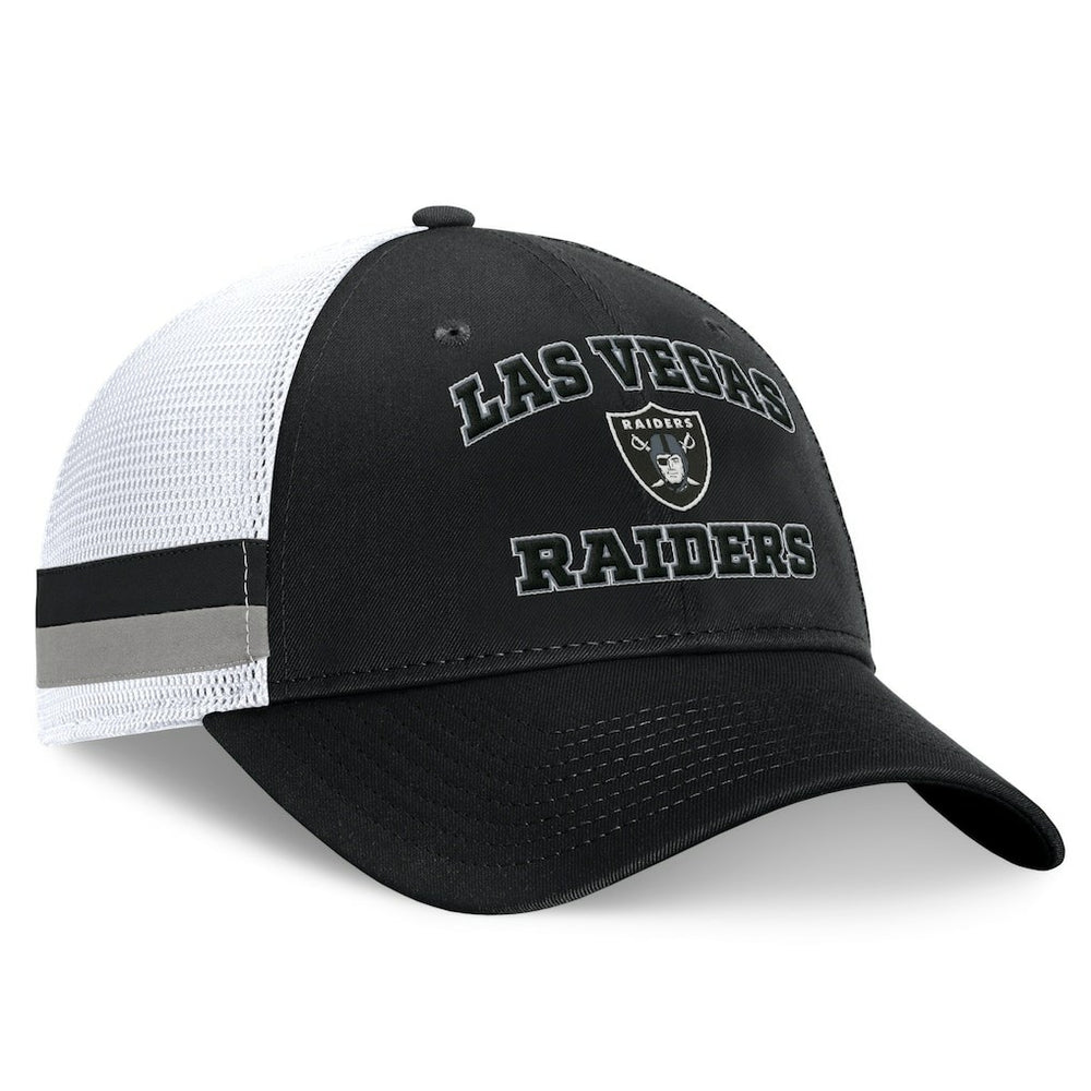 Las Vegas Raiders Fundamentals Side Stripe Trucker Adjustable Hat - Black/White for sale