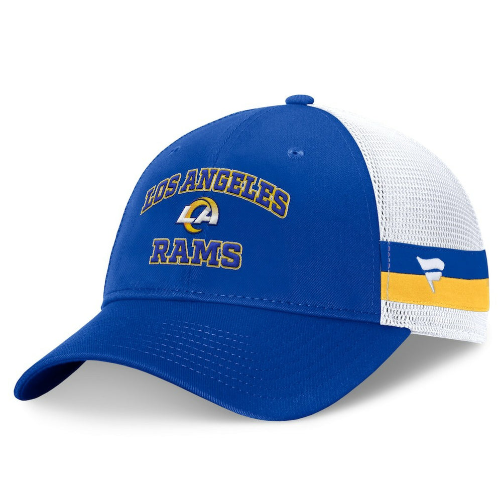 Los Angeles Rams Fundamentals Side Stripe Trucker Adjustable Hat - Royal/White sale