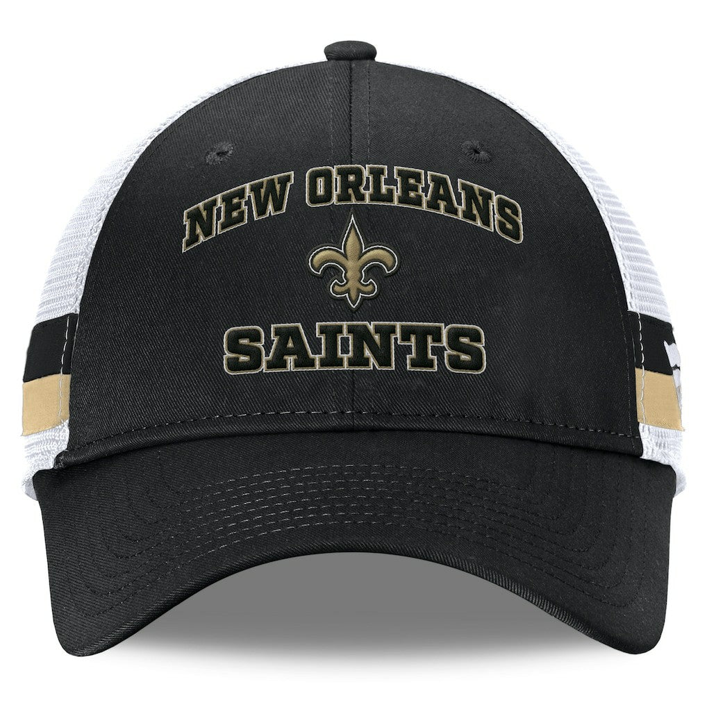 New Orleans Saints Fundamentals Side Stripe Trucker Adjustable Hat - Black/White cheap