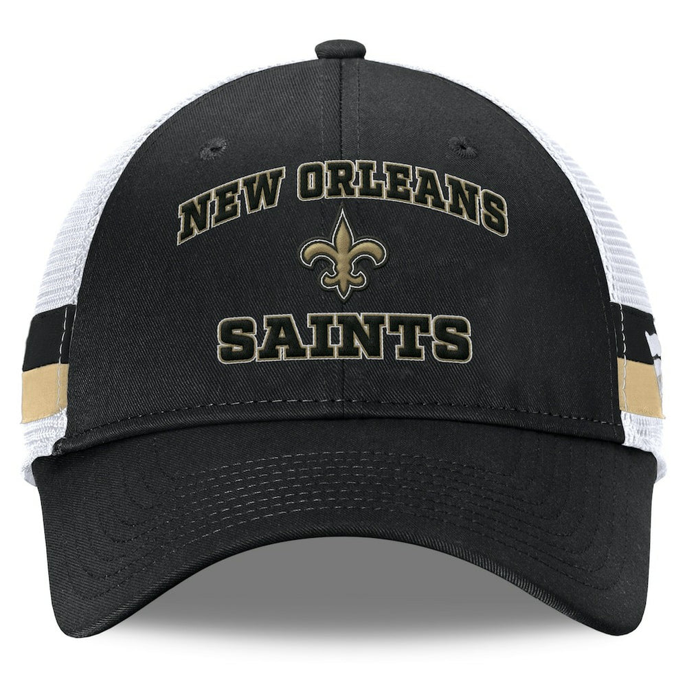 New Orleans Saints Fundamentals Side Stripe Trucker Adjustable Hat - Black/White cheap