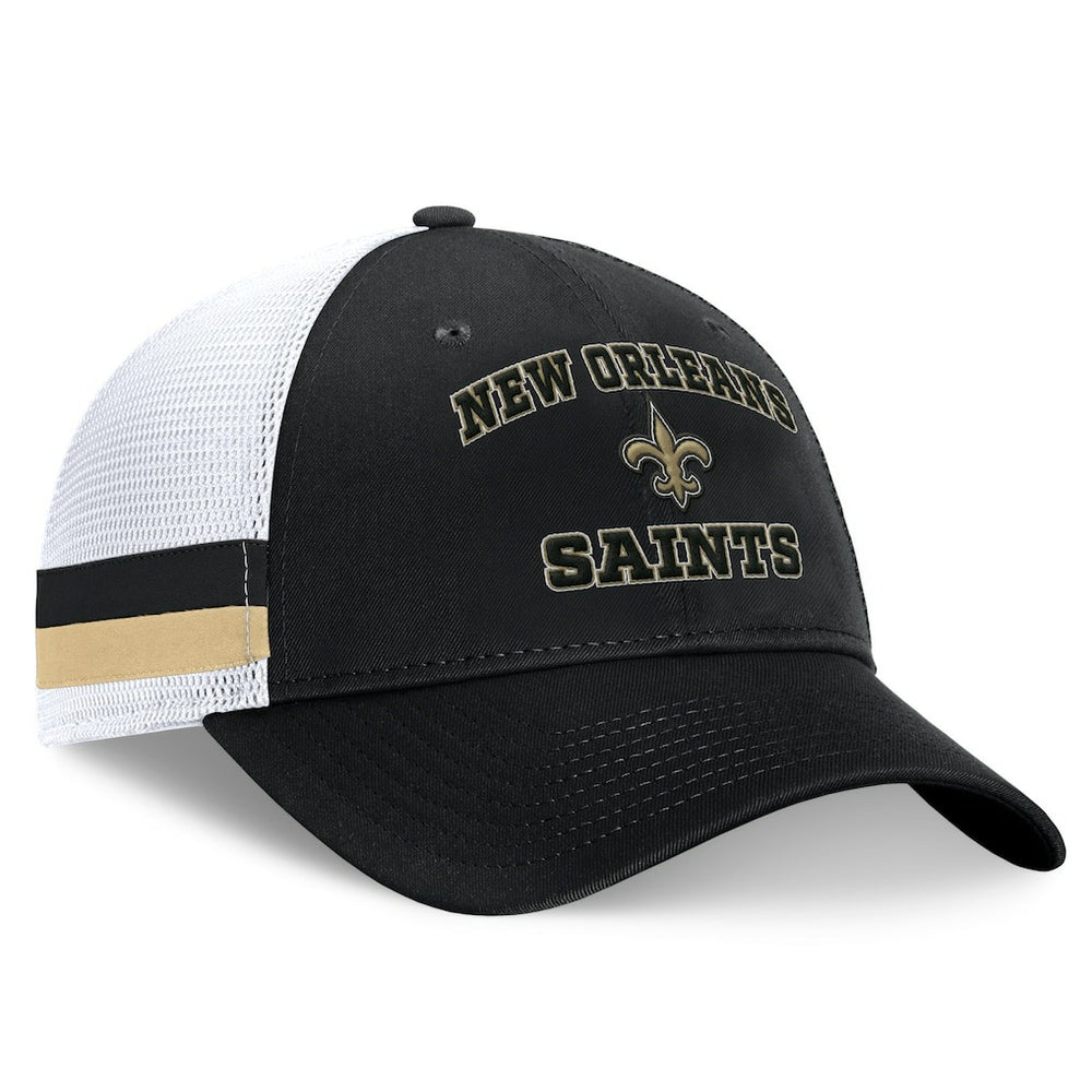 New Orleans Saints Fundamentals Side Stripe Trucker Adjustable Hat - Black/White cheap